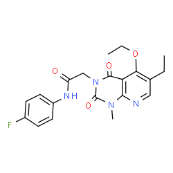ChemSpider 2D Image | 2-(5-Ethoxy-6-ethyl-1-methyl-2,4-dioxo-1,4-dihydropyrido[2,3-d]pyrimidin-3(2H)-yl)-N-(4-fluorophenyl)acetamide | C20H21FN4O4