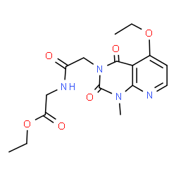 ChemSpider 2D Image | Ethyl N-[(5-ethoxy-1-methyl-2,4-dioxo-1,4-dihydropyrido[2,3-d]pyrimidin-3(2H)-yl)acetyl]glycinate | C16H20N4O6