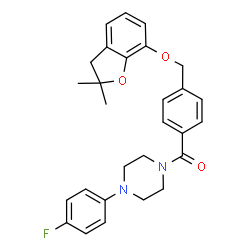 ChemSpider 2D Image | (4-{[(2,2-Dimethyl-2,3-dihydro-1-benzofuran-7-yl)oxy]methyl}phenyl)[4-(4-fluorophenyl)-1-piperazinyl]methanone | C28H29FN2O3