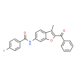 ChemSpider 2D Image | N-(2-Benzoyl-3-methyl-1-benzofuran-6-yl)-4-fluorobenzamide | C23H16FNO3