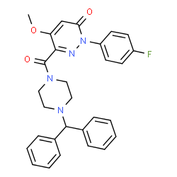 ChemSpider 2D Image | 6-{[4-(Diphenylmethyl)-1-piperazinyl]carbonyl}-2-(4-fluorophenyl)-5-methoxy-3(2H)-pyridazinone | C29H27FN4O3