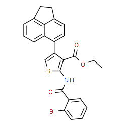 ChemSpider 2D Image | Ethyl 2-[(2-bromobenzoyl)amino]-4-(1,2-dihydro-5-acenaphthylenyl)-3-thiophenecarboxylate | C26H20BrNO3S