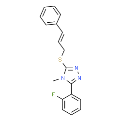 ChemSpider 2D Image | 3-(2-Fluorophenyl)-4-methyl-5-{[(2E)-3-phenyl-2-propen-1-yl]sulfanyl}-4H-1,2,4-triazole | C18H16FN3S
