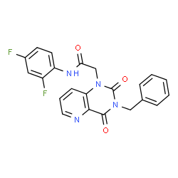 ChemSpider 2D Image | 2-(3-Benzyl-2,4-dioxo-3,4-dihydropyrido[3,2-d]pyrimidin-1(2H)-yl)-N-(2,4-difluorophenyl)acetamide | C22H16F2N4O3