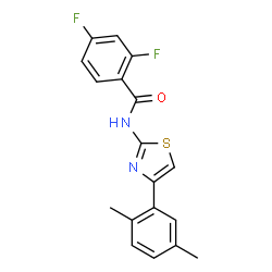 ChemSpider 2D Image | N-[4-(2,5-Dimethylphenyl)-1,3-thiazol-2-yl]-2,4-difluorobenzamide | C18H14F2N2OS