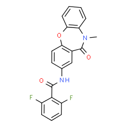 ChemSpider 2D Image | 2,6-Difluoro-N-(10-methyl-11-oxo-10,11-dihydrodibenzo[b,f][1,4]oxazepin-2-yl)benzamide | C21H14F2N2O3