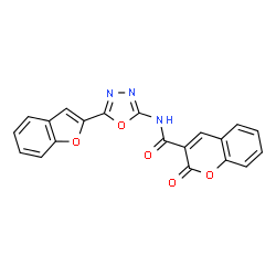 ChemSpider 2D Image | N-[5-(1-Benzofuran-2-yl)-1,3,4-oxadiazol-2-yl]-2-oxo-2H-chromene-3-carboxamide | C20H11N3O5