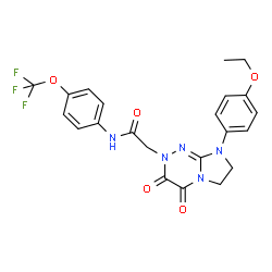 ChemSpider 2D Image | 2-[8-(4-Ethoxyphenyl)-3,4-dioxo-3,4,7,8-tetrahydroimidazo[2,1-c][1,2,4]triazin-2(6H)-yl]-N-[4-(trifluoromethoxy)phenyl]acetamide | C22H20F3N5O5