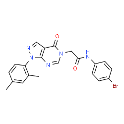 ChemSpider 2D Image | N-(4-Bromophenyl)-2-[1-(2,4-dimethylphenyl)-4-oxo-1,4-dihydro-5H-pyrazolo[3,4-d]pyrimidin-5-yl]acetamide | C21H18BrN5O2