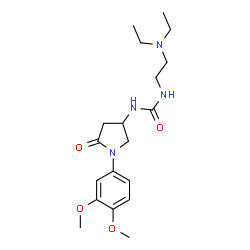 ChemSpider 2D Image | 1-[2-(Diethylamino)ethyl]-3-[1-(3,4-dimethoxyphenyl)-5-oxo-3-pyrrolidinyl]urea | C19H30N4O4