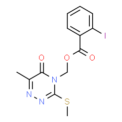 ChemSpider 2D Image | [6-Methyl-3-(methylsulfanyl)-5-oxo-1,2,4-triazin-4(5H)-yl]methyl 2-iodobenzoate | C13H12IN3O3S