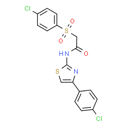 ChemSpider 2D Image | 2-[(4-Chlorophenyl)sulfonyl]-N-[4-(4-chlorophenyl)-1,3-thiazol-2-yl]acetamide | C17H12Cl2N2O3S2