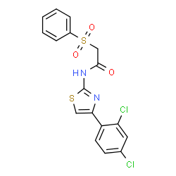 ChemSpider 2D Image | N-[4-(2,4-Dichlorophenyl)-1,3-thiazol-2-yl]-2-(phenylsulfonyl)acetamide | C17H12Cl2N2O3S2