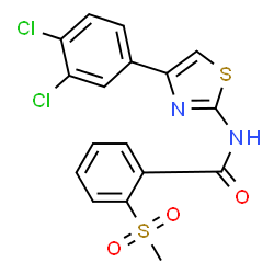 ChemSpider 2D Image | N-[4-(3,4-Dichlorophenyl)-1,3-thiazol-2-yl]-2-(methylsulfonyl)benzamide | C17H12Cl2N2O3S2