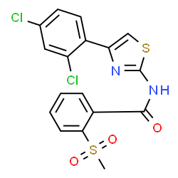 ChemSpider 2D Image | N-[4-(2,4-Dichlorophenyl)-1,3-thiazol-2-yl]-2-(methylsulfonyl)benzamide | C17H12Cl2N2O3S2