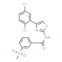 ChemSpider 2D Image | N-[4-(2,5-Dichlorophenyl)-1,3-thiazol-2-yl]-3-(methylsulfonyl)benzamide | C17H12Cl2N2O3S2