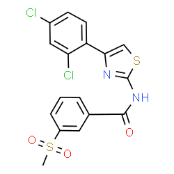 ChemSpider 2D Image | N-[4-(2,4-Dichlorophenyl)-1,3-thiazol-2-yl]-3-(methylsulfonyl)benzamide | C17H12Cl2N2O3S2