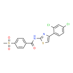 ChemSpider 2D Image | N-[4-(2,4-Dichlorophenyl)-1,3-thiazol-2-yl]-4-(methylsulfonyl)benzamide | C17H12Cl2N2O3S2