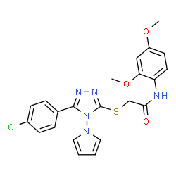 ChemSpider 2D Image | 2-{[5-(4-Chlorophenyl)-4-(1H-pyrrol-1-yl)-4H-1,2,4-triazol-3-yl]sulfanyl}-N-(2,4-dimethoxyphenyl)acetamide | C22H20ClN5O3S