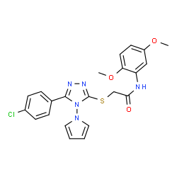 ChemSpider 2D Image | 2-{[5-(4-Chlorophenyl)-4-(1H-pyrrol-1-yl)-4H-1,2,4-triazol-3-yl]sulfanyl}-N-(2,5-dimethoxyphenyl)acetamide | C22H20ClN5O3S