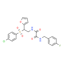 ChemSpider 2D Image | N-{2-[(4-Chlorophenyl)sulfonyl]-2-(2-furyl)ethyl}-N'-(4-fluorobenzyl)ethanediamide | C21H18ClFN2O5S