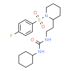 ChemSpider 2D Image | 1-Cyclohexyl-3-(2-{1-[(4-fluorophenyl)sulfonyl]-2-piperidinyl}ethyl)urea | C20H30FN3O3S