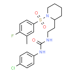ChemSpider 2D Image | 1-(4-Chlorophenyl)-3-(2-{1-[(4-fluoro-3-methylphenyl)sulfonyl]-2-piperidinyl}ethyl)urea | C21H25ClFN3O3S