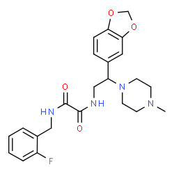 ChemSpider 2D Image | N-[2-(1,3-Benzodioxol-5-yl)-2-(4-methyl-1-piperazinyl)ethyl]-N'-(2-fluorobenzyl)ethanediamide | C23H27FN4O4