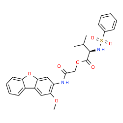 ChemSpider 2D Image | 2-[(2-Methoxydibenzo[b,d]furan-3-yl)amino]-2-oxoethyl N-(phenylsulfonyl)-D-valinate | C26H26N2O7S