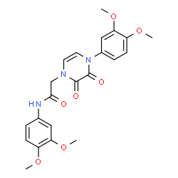 ChemSpider 2D Image | N-(3,4-Dimethoxyphenyl)-2-[4-(3,4-dimethoxyphenyl)-2,3-dioxo-3,4-dihydro-1(2H)-pyrazinyl]acetamide | C22H23N3O7