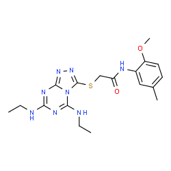 ChemSpider 2D Image | 2-{[5,7-Bis(ethylamino)[1,2,4]triazolo[4,3-a][1,3,5]triazin-3-yl]sulfanyl}-N-(2-methoxy-5-methylphenyl)acetamide | C18H24N8O2S