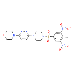 ChemSpider 2D Image | 4-(6-{4-[(4-Methyl-3,5-dinitrophenyl)sulfonyl]-1-piperazinyl}-3-pyridazinyl)morpholine | C19H23N7O7S