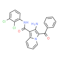 ChemSpider 2D Image | 2-Amino-3-benzoyl-N-(2,3-dichlorophenyl)-1-indolizinecarboxamide | C22H15Cl2N3O2