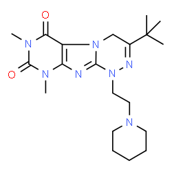 ChemSpider 2D Image | 7,9-Dimethyl-3-(2-methyl-2-propanyl)-1-[2-(1-piperidinyl)ethyl]-1,4-dihydro[1,2,4]triazino[3,4-f]purine-6,8(7H,9H)-dione | C20H31N7O2