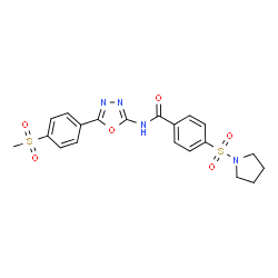 ChemSpider 2D Image | N-{5-[4-(Methylsulfonyl)phenyl]-1,3,4-oxadiazol-2-yl}-4-(1-pyrrolidinylsulfonyl)benzamide | C20H20N4O6S2