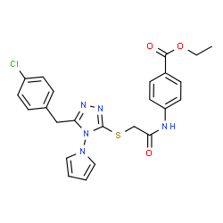 ChemSpider 2D Image | Ethyl 4-[({[5-(4-chlorobenzyl)-4-(1H-pyrrol-1-yl)-4H-1,2,4-triazol-3-yl]sulfanyl}acetyl)amino]benzoate | C24H22ClN5O3S