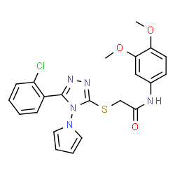 ChemSpider 2D Image | 2-{[5-(2-Chlorophenyl)-4-(1H-pyrrol-1-yl)-4H-1,2,4-triazol-3-yl]sulfanyl}-N-(3,4-dimethoxyphenyl)acetamide | C22H20ClN5O3S