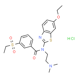 ChemSpider 2D Image | N-[2-(Dimethylamino)ethyl]-N-(6-ethoxy-1,3-benzothiazol-2-yl)-3-(ethylsulfonyl)benzamide hydrochloride (1:1) | C22H28ClN3O4S2