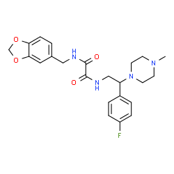 ChemSpider 2D Image | N-(1,3-Benzodioxol-5-ylmethyl)-N'-[2-(4-fluorophenyl)-2-(4-methyl-1-piperazinyl)ethyl]ethanediamide | C23H27FN4O4
