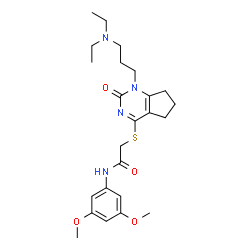 ChemSpider 2D Image | 2-({1-[3-(Diethylamino)propyl]-2-oxo-2,5,6,7-tetrahydro-1H-cyclopenta[d]pyrimidin-4-yl}sulfanyl)-N-(3,5-dimethoxyphenyl)acetamide | C24H34N4O4S