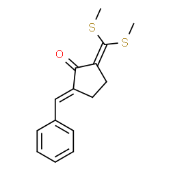 ChemSpider 2D Image | (2E)-2-Benzylidene-5-[bis(methylsulfanyl)methylene]cyclopentanone | C15H16OS2
