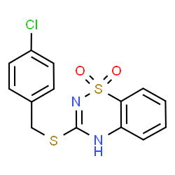 ChemSpider 2D Image | 3-[(4-Chlorobenzyl)sulfanyl]-2H-1,2,4-benzothiadiazine 1,1-dioxide | C14H11ClN2O2S2