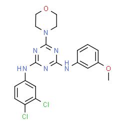 ChemSpider 2D Image | N-(3,4-Dichlorophenyl)-N'-(3-methoxyphenyl)-6-(4-morpholinyl)-1,3,5-triazine-2,4-diamine | C20H20Cl2N6O2