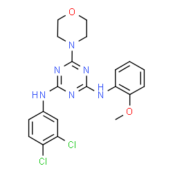 ChemSpider 2D Image | N-(3,4-Dichlorophenyl)-N'-(2-methoxyphenyl)-6-(4-morpholinyl)-1,3,5-triazine-2,4-diamine | C20H20Cl2N6O2