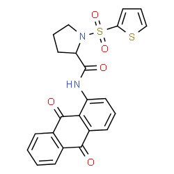 ChemSpider 2D Image | N-(9,10-Dioxo-9,10-dihydro-1-anthracenyl)-1-(2-thienylsulfonyl)prolinamide | C23H18N2O5S2