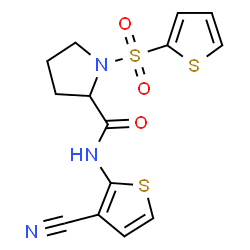 ChemSpider 2D Image | N-(3-Cyano-2-thienyl)-1-(2-thienylsulfonyl)prolinamide | C14H13N3O3S3