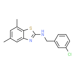 ChemSpider 2D Image | N-(3-Chlorobenzyl)-5,7-dimethyl-1,3-benzothiazol-2-amine | C16H15ClN2S