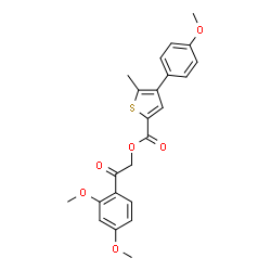 ChemSpider 2D Image | 2-(2,4-Dimethoxyphenyl)-2-oxoethyl 4-(4-methoxyphenyl)-5-methyl-2-thiophenecarboxylate | C23H22O6S
