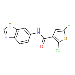 ChemSpider 2D Image | N-(1,3-Benzothiazol-6-yl)-2,5-dichloro-3-thiophenecarboxamide | C12H6Cl2N2OS2