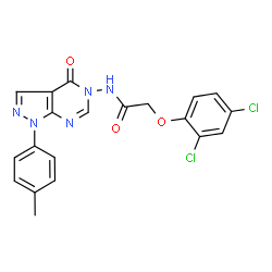 ChemSpider 2D Image | 2-(2,4-Dichlorophenoxy)-N-[1-(4-methylphenyl)-4-oxo-1,4-dihydro-5H-pyrazolo[3,4-d]pyrimidin-5-yl]acetamide | C20H15Cl2N5O3